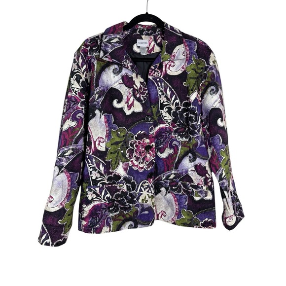Chico's Beaded Embellished Lightweight Floral Jacket Coat Ladies Sz. 3 XL - Picture 1 of 4